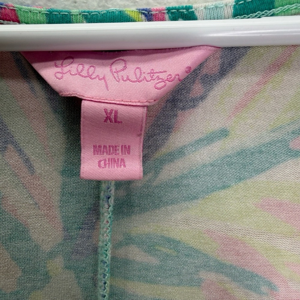Lilly Pulitzer Tropical Dress Caftan Mini Short Sleeve SZ XL Resort Wear Beachy - Picture 4 of 5